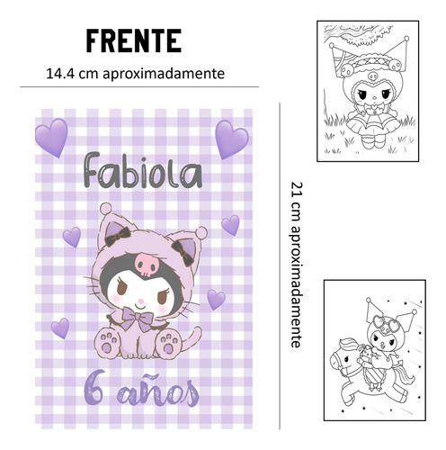Cuaderno De Colorear Personalizado | Kuromi | 10 Pzas