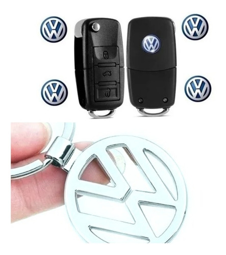 Emblema Chave Canivete Vw 14mm + Chaveiro Metal Volkswagen 