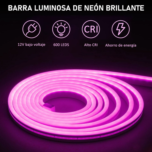 Tiras De Led Luz De Neón Flexible 5m 12v Ip68 Con 1 Control