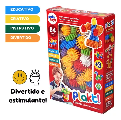 Jogo de Montar Plakt com 84 peças Blocos Brinquedo Educativo