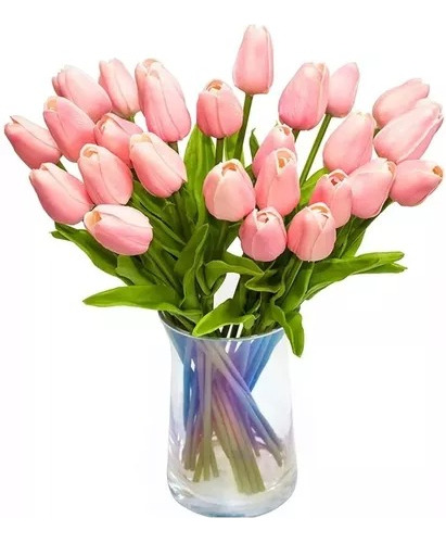 Flores Artificiales Decorativas Tulipanes, 30pcs Rosa Flores