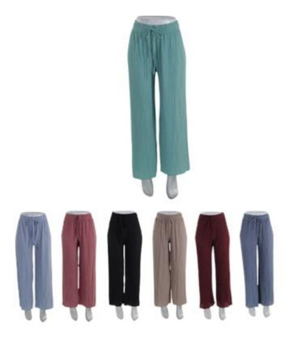 Pantalón Estilo Palazzo Plisado+lazo(pack Por 6)-importado