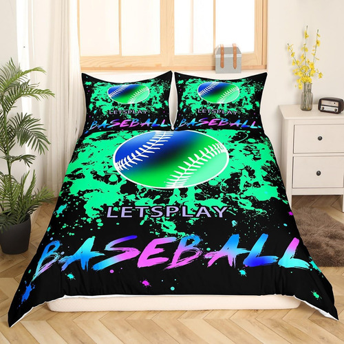Jejeloiu Béisbol Juego De Cama De Béisbol Twin Size Kids 3d
