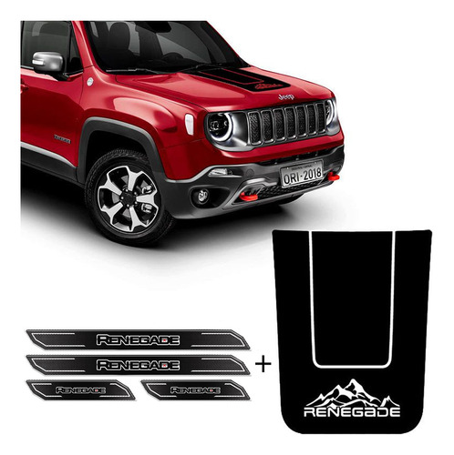 Kit Adesivo Capô Jeep Renegade Montanha + Soleira Protetora