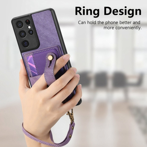 Funda De Cuero Con Pulsera Cruzada Para Samsung