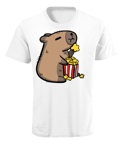 Playera Diseño De Capy Palomitas - Capibara Tierno