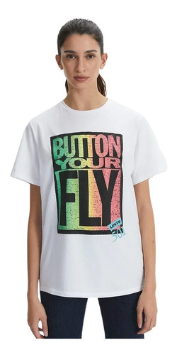 Remera Levi's Mujer Graphic Jet Tee Button Your Fly