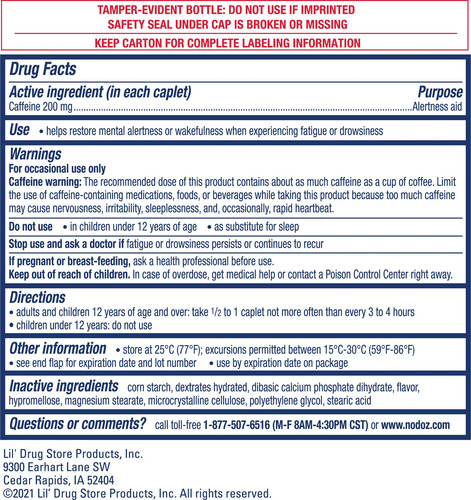 Nodoz 200mg Maximum Strength Alertness Aid, 60 Caplet Twin P
