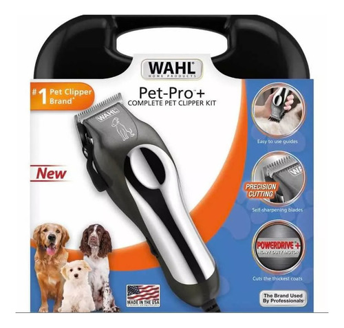 Máquina Cortadora Wahl Perros Mascotas Pet Pro Kit 11 Pzas Color Negro