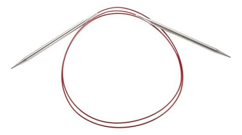 Circular Knitting Needle, 4/3.5mm, Silver, Red