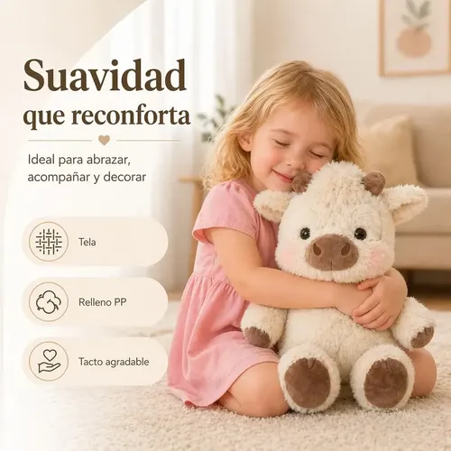 Peluche Huggable Highland Con Forma De Vaca Corriendo, 45 Cm Peluche Huggable Highland Con Forma De Vaca Corriendo, 45 Cm