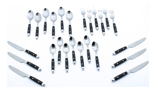 Juego De Cubiertos 24 Pzs Para 6 Personas Acero Inox Vencort Color Gris