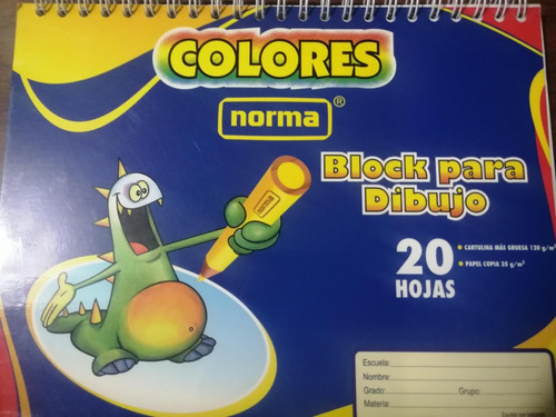 Block Cuaderno Para Dibujo Espiral 20 Hojas Norma Colores