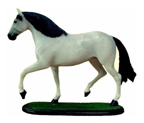 Estatueta Cavalo Branco Marchador Resina