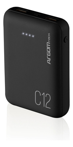 Power Bank Argomtech Ultracompacto 12000mah 2 Puertos Usb.