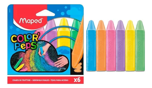 Giz De Chão 6 Cores Jumbo Color'peps Maped Cor Azul