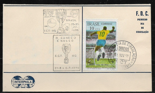 Brasil 1969 Fdc Milésimo Gol Pelé  Interphila Cpd Mg