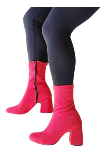 Botas Botin Casual Cortas Mujer Gamuza Licra Calcetin Oferta