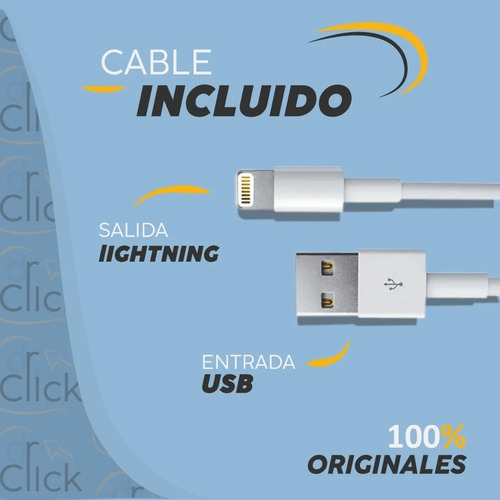 Imagen 3 de 9 de Cargador Usb Y Cable Apple Original iPhone 6 7 8 X 11 12 13