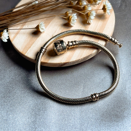 Pulseira Pandora Flexível Em Ouro Amarelo 14k 19 Centímetros