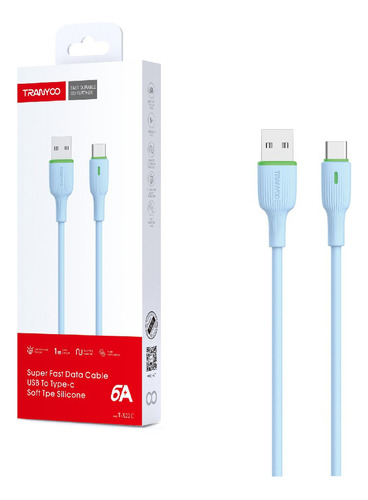 Cabo De Carregamento Usb To Tipo-c Com Luz-rápido E Durável Cor Azul