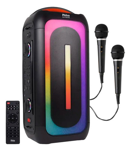Alto Falante Portátil Amplificada Philco Pcx6701 650w -2 Mic Cor Preto 110v/220v
