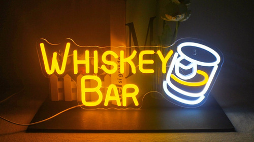 Anuncio Neon De Whisky Bar De 45*20 En Acrílico De 3 Mm 