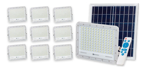 Pack X10 Foco Reflector Led 60w C/panel Solar Luz Exterior