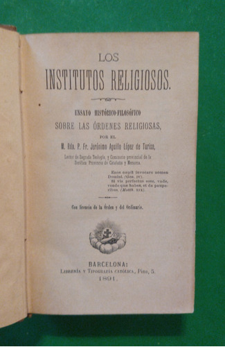 Los Institutos Religiosos . Jerónimo Aguillo López De Turiso