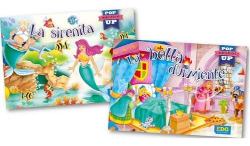 2 Libros Mini Clasicos Pop Up Sirenita Bella Durmiente