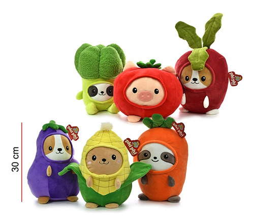 Peluche Animales Disfrazados De Verduras 30cm Phi Phi Toys