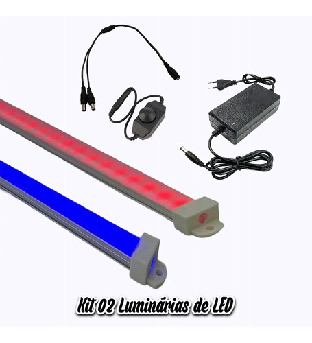 Kit 02 Iluminação 160cm P/ Aquário Plantado Fonte + Dimmer