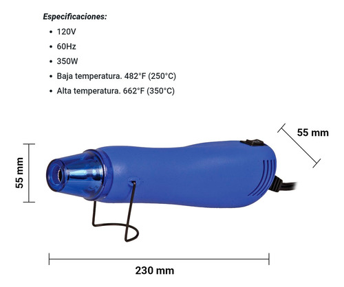 Pistola De Aire Caliente Tipo Pluma 250° A 350°c Nte Hg-300d