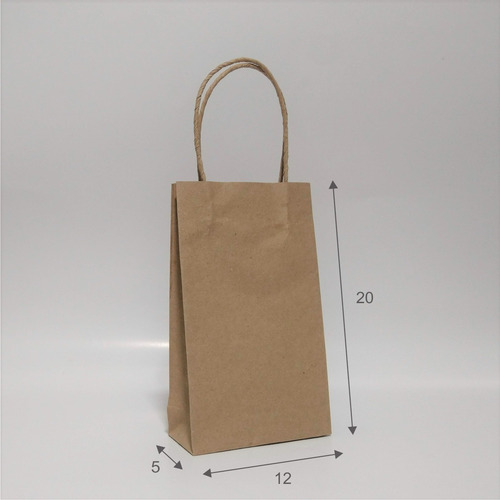Docena De Bolsa Ecológica Kraft 20 X 12 X 5 Cms + Sticker