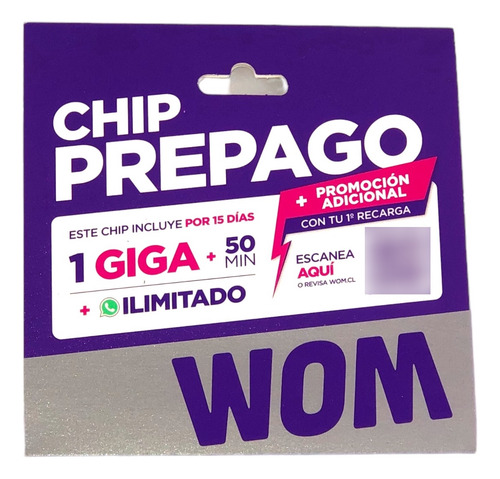 Chip Wom Pack 100 Unidades Incluye 1 Giga + 50 Minutos