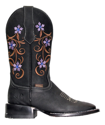 Botas Texanas Negras Lady Bucefalo Originales Piel Genuina 