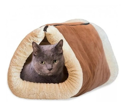 Cama Casa Tipo Tunel Acolchado Polar Termico 2 En 1 Gatos