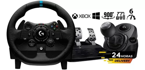  Logitech G923 - Volante con palanca de cambios Driving Force y  pedales para Xbox X/S, Xbox One y PC, con cubierta de volante de cuero  genuino : Videojuegos