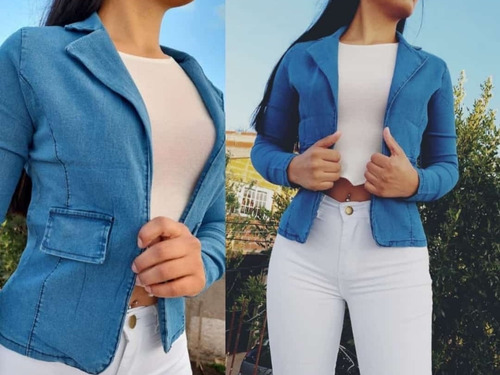 Blazer  De Jean Celeste Oferta Stock Limitado