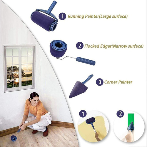 Set Rodillo Pintar Fácil Antiderrame Recargable Con Fierro