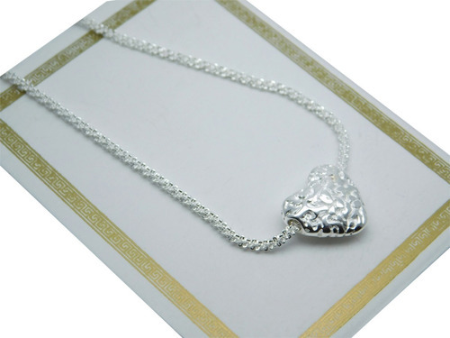 Conjunto Cadena Facetada Y Dije Corazón Plata Italiana 92 