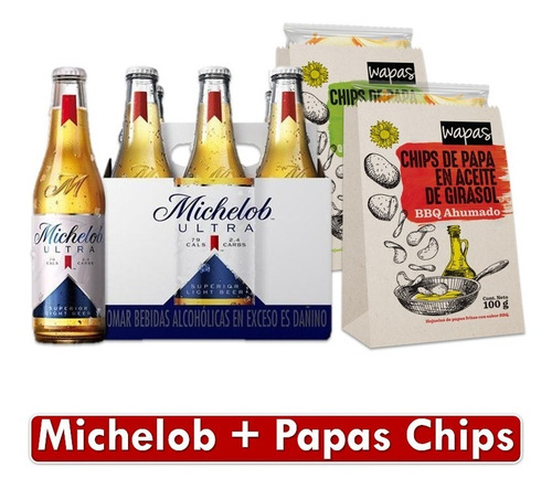 Combo Cerveza Ligera Michelob Ultra + Papas Chips Wapas