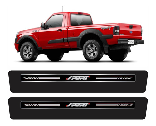 Kit Soleira Ford Ranger Sport 2013/2015 Adesivos Emblemas 