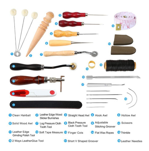 Imagem 2 de 6 de Ferramentas De Costura De Couro Diy Artesanato 31pcs