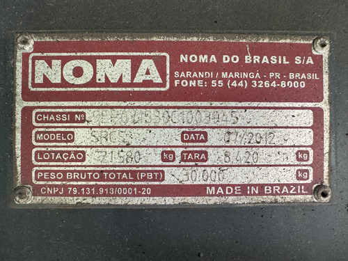 Carreta Carga Seca Noma 15,40mtrs Vanderlei Chapa 30 Paletes