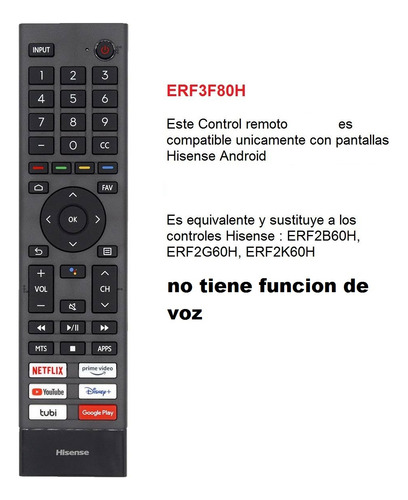 Control Remoto Tv Hisense 55a6g Erf3f80h 