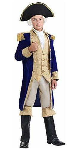 Disfraz George Washington Para Niños, Azul Marino, Traje De Halloween De Los Padres Fundadores, Disfraz Histórico Para Niños