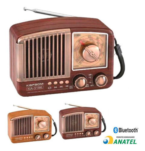 Radio portátil retro vintage recargable Bluetooth Am Fm