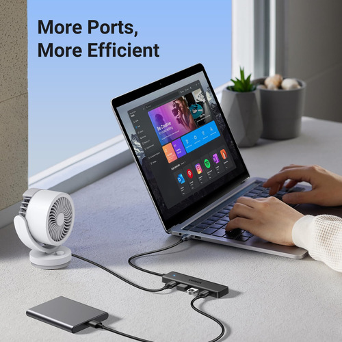 Hub Usb Ugreen Usb 3.0 De 4 Puertos Ultrafino Para Computado