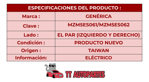 Par Espejo Mazda 5 2006-06-2010-10 Electrico 5pin Ore